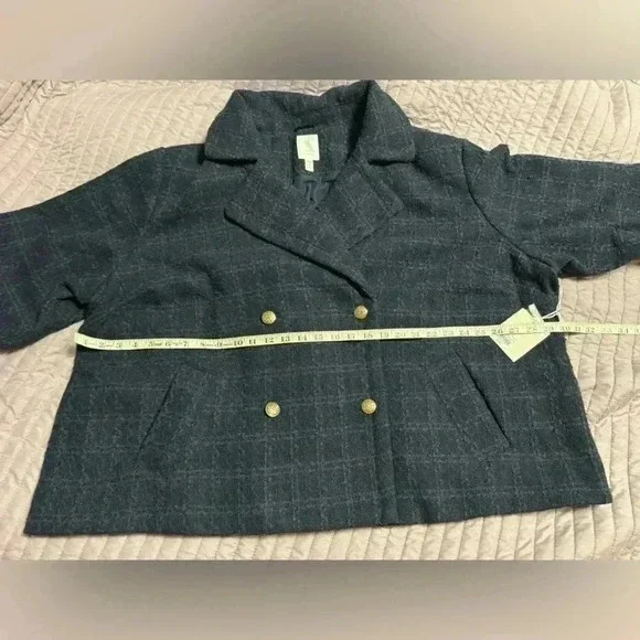 Lauren Conrad Women’s 3X coat. Fall, classic style, navy blue, plaid. - Picture 9 of 12